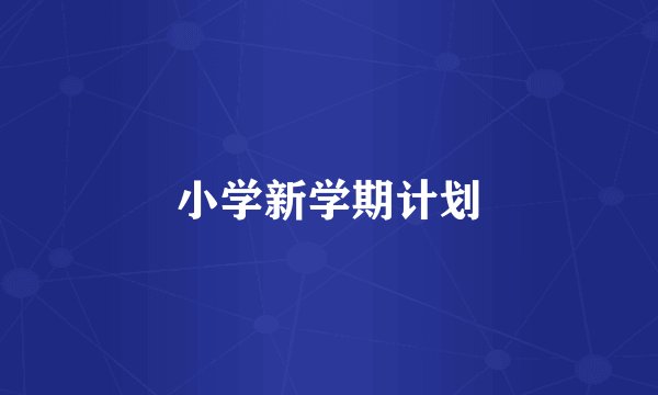 小学新学期计划