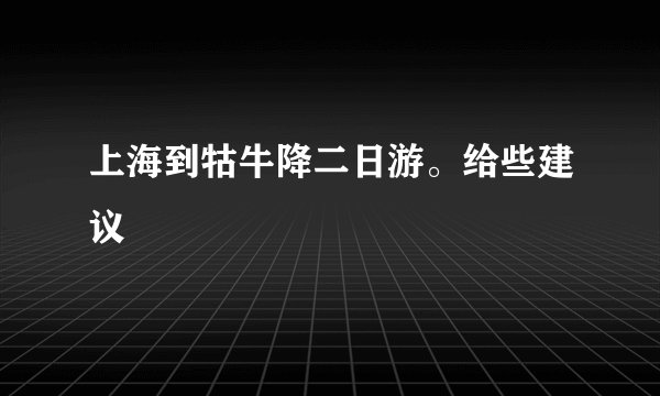 上海到牯牛降二日游。给些建议