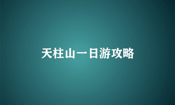 天柱山一日游攻略