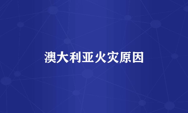 澳大利亚火灾原因