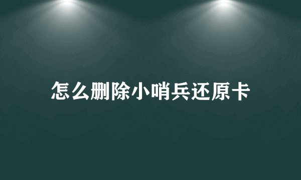 怎么删除小哨兵还原卡