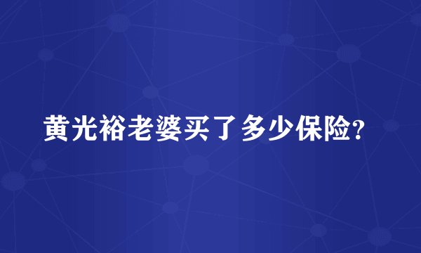 黄光裕老婆买了多少保险?