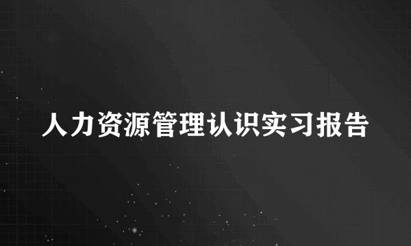 人力资源管理认识实习报告