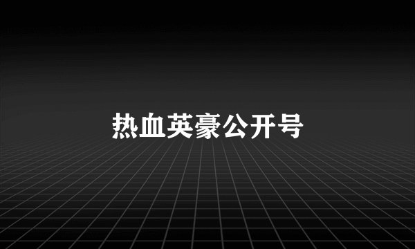 热血英豪公开号