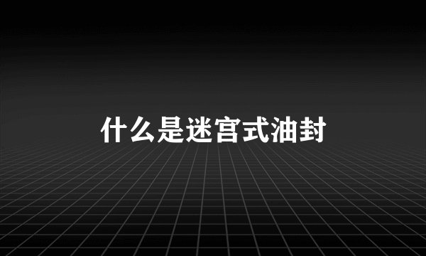 什么是迷宫式油封