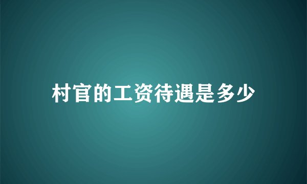 村官的工资待遇是多少