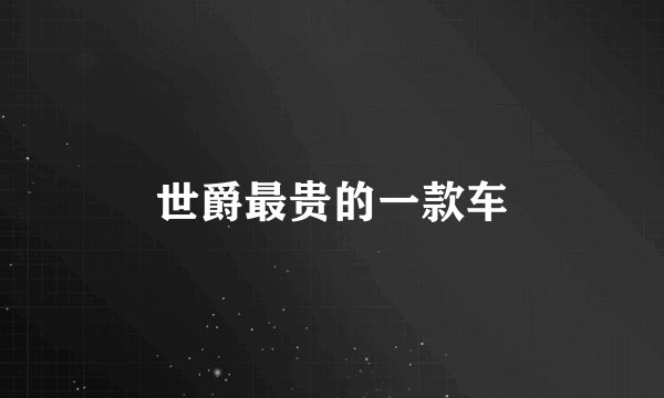 世爵最贵的一款车