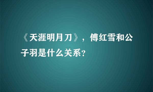《天涯明月刀》，傅红雪和公子羽是什么关系？