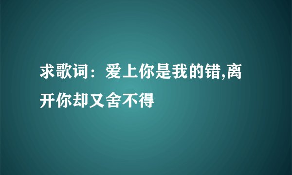 求歌词：爱上你是我的错,离开你却又舍不得