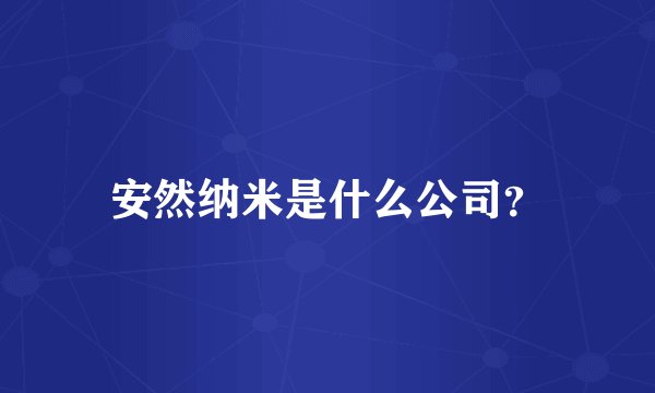 安然纳米是什么公司？