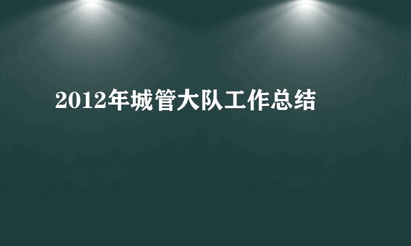 2012年城管大队工作总结