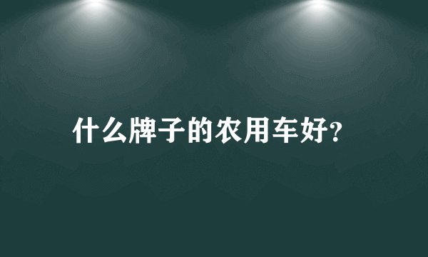 什么牌子的农用车好？