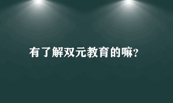 有了解双元教育的嘛？