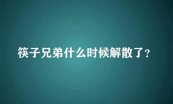 筷子兄弟什么时候解散了？