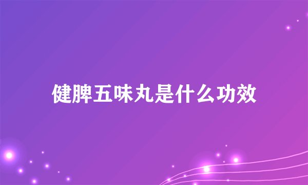 健脾五味丸是什么功效