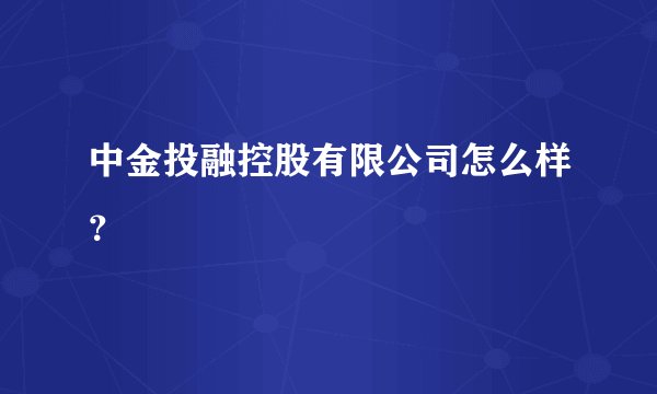 中金投融控股有限公司怎么样？