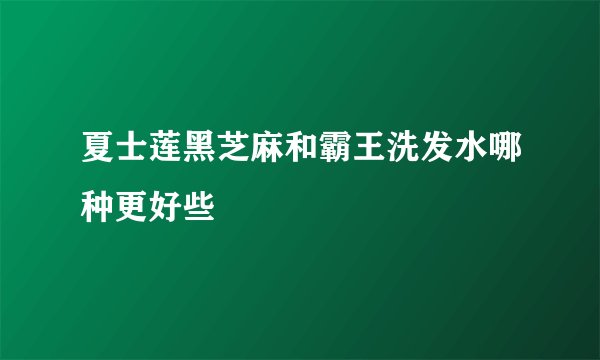 夏士莲黑芝麻和霸王洗发水哪种更好些