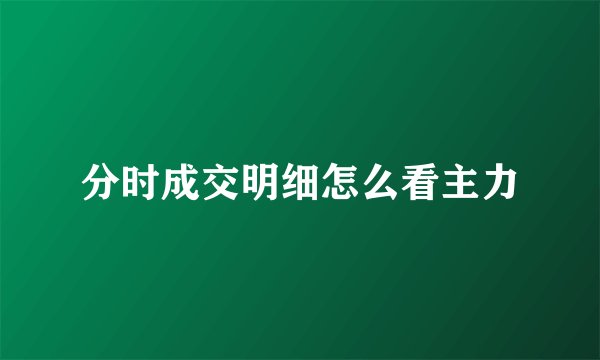 分时成交明细怎么看主力