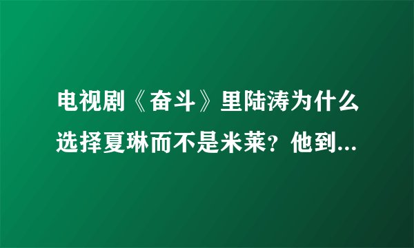 电视剧《奋斗》里陆涛为什么选择夏琳而不是米莱？他到底爱谁？