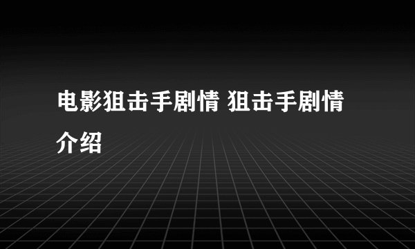 电影狙击手剧情 狙击手剧情介绍