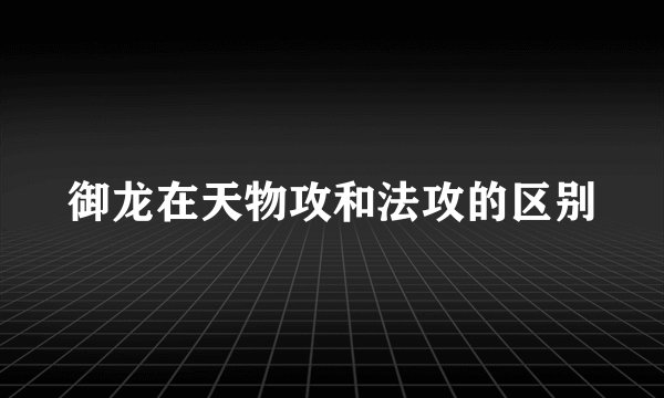 御龙在天物攻和法攻的区别