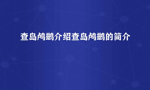查岛鸬鹚介绍查岛鸬鹚的简介