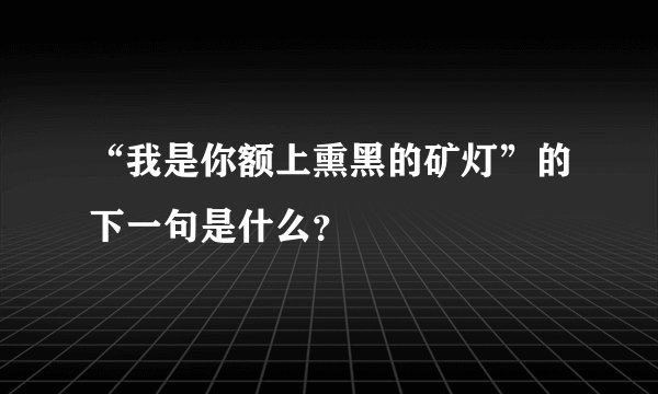 “我是你额上熏黑的矿灯”的下一句是什么？