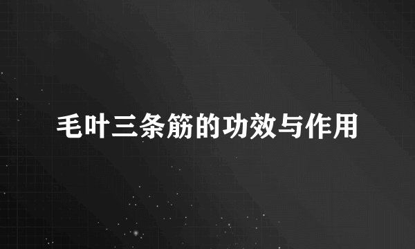 毛叶三条筋的功效与作用