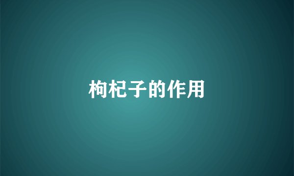 枸杞子的作用