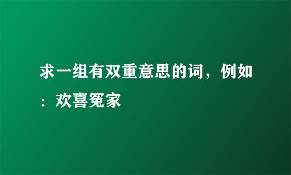 求一组有双重意思的词，例如：欢喜冤家