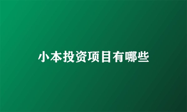 小本投资项目有哪些