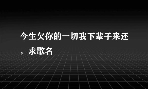 今生欠你的一切我下辈子来还，求歌名