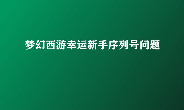 梦幻西游幸运新手序列号问题
