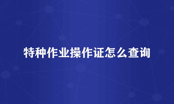 特种作业操作证怎么查询