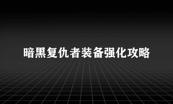 暗黑复仇者装备强化攻略