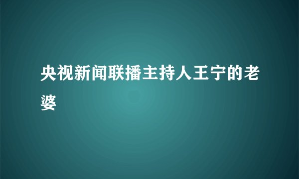 央视新闻联播主持人王宁的老婆