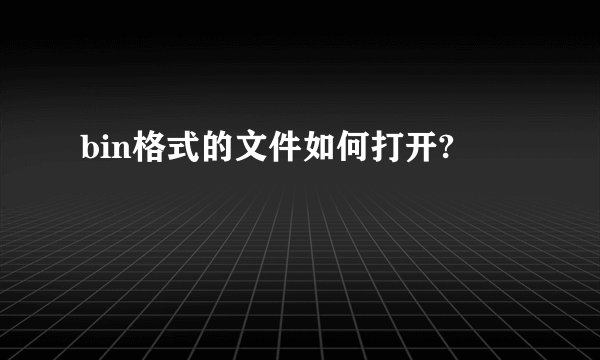 bin格式的文件如何打开?
