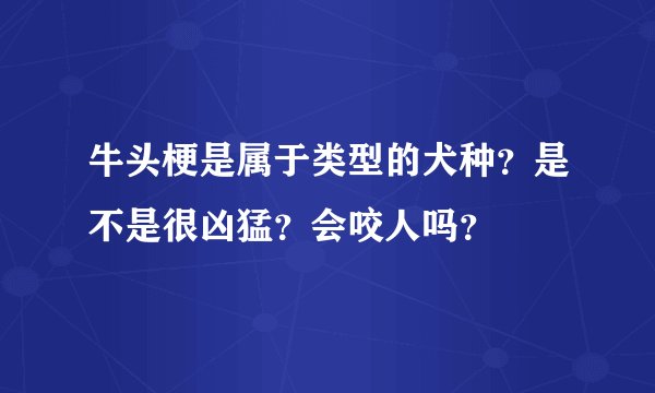 牛头梗是属于类型的犬种？是不是很凶猛？会咬人吗？