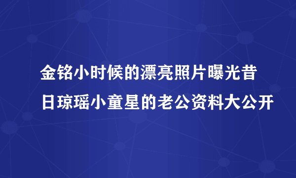 金铭小时候的漂亮照片曝光昔日琼瑶小童星的老公资料大公开