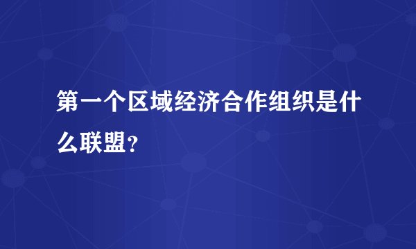 第一个区域经济合作组织是什么联盟？