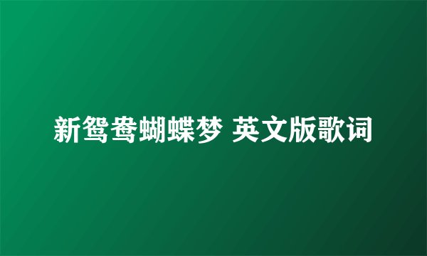 新鸳鸯蝴蝶梦 英文版歌词