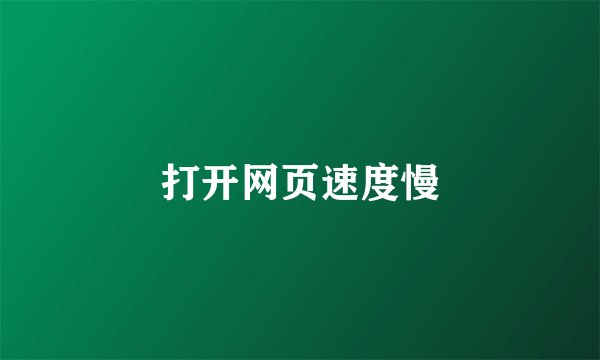 打开网页速度慢