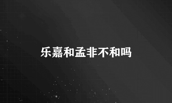 乐嘉和孟非不和吗