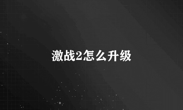 激战2怎么升级