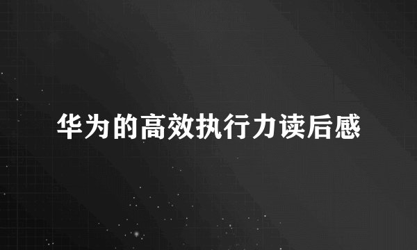 华为的高效执行力读后感