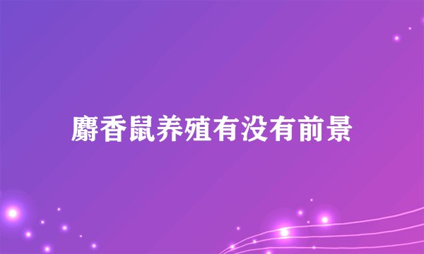 麝香鼠养殖有没有前景