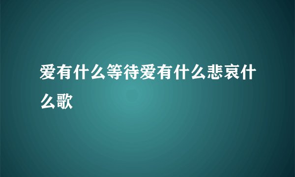 爱有什么等待爱有什么悲哀什么歌