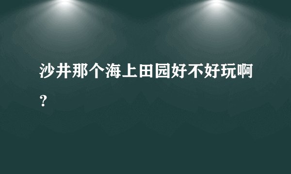 沙井那个海上田园好不好玩啊？
