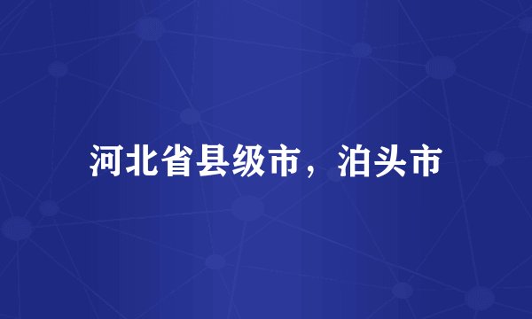 河北省县级市，泊头市