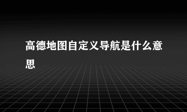 高德地图自定义导航是什么意思